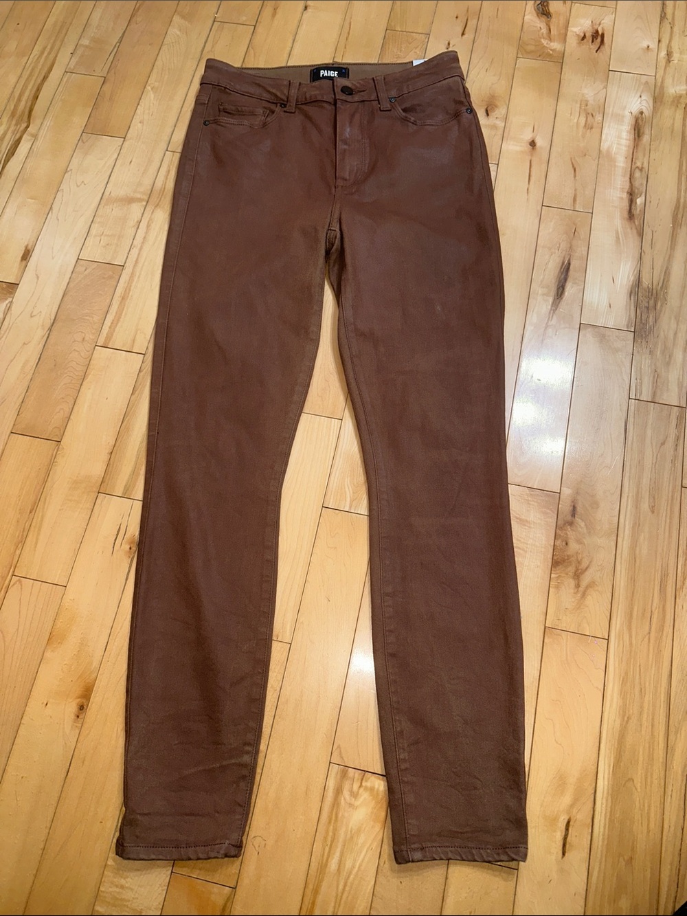 PAIGE Chocolate Brown Straight-Leg Jeans